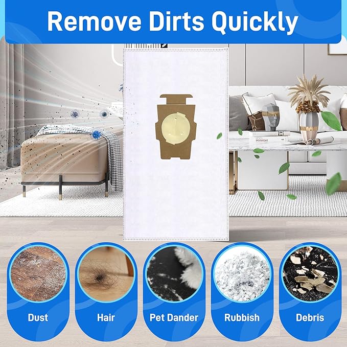 14 Pack 204814 Micron Magic HEPA Filter Plus Bags fit for kirby Part 205811 204814 204811 Universal Cloth Bags and All Kir-by Sentria Vacuum G Series, Avalir Models