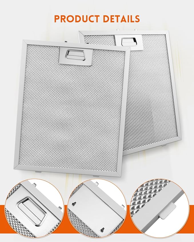 2 Pack Range Hood Filter Fit for Broan B5 Series, 9x10.25 Inch 5-Layer Stainless Steel Mesh Hood Vent Grease Filter, 230x260mm, Replacement S97018029, 1932913