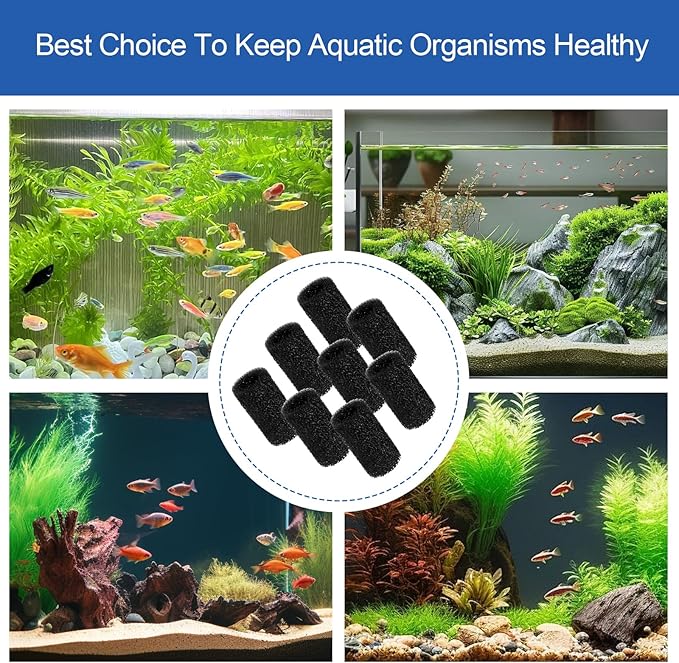 Filter Sponge for Marina Aquarium Shrimp Fry Fish Tank Filter Intake,Replacement Foam Aquarium Filter Media Fit for Marina S10, S15 and S20 Filter Models, Protects Baby Fish & Shrimp, A296-8Pack