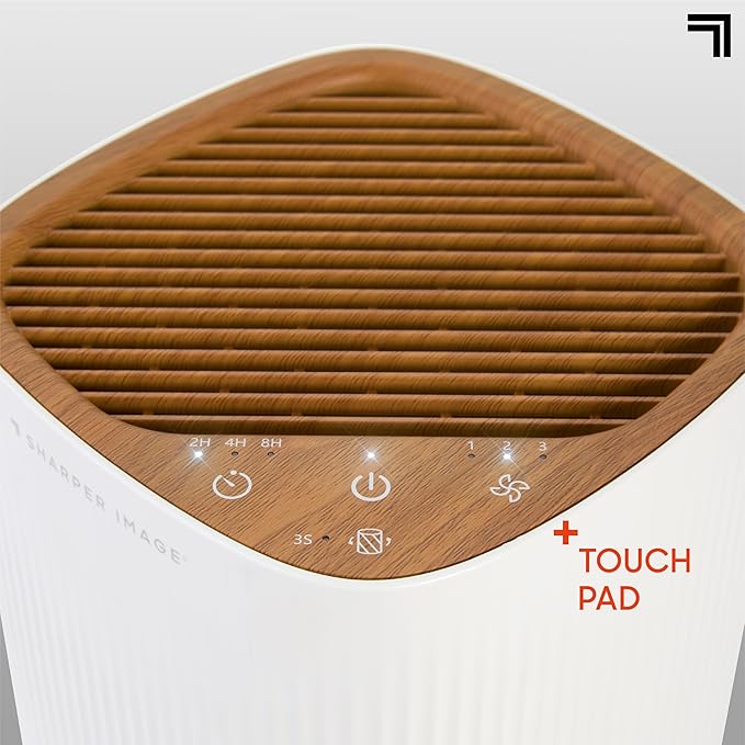Sharper Image® Tabletop Air Purifier – 2 HEPA Filters & 13 Aromatherapy Pads| Quiet 3-Stage Filtration| 5 Air Changes Per Hour| Remove Dust Allergens Pollen Smoke Pet Fur| Home Office Odor Eliminator