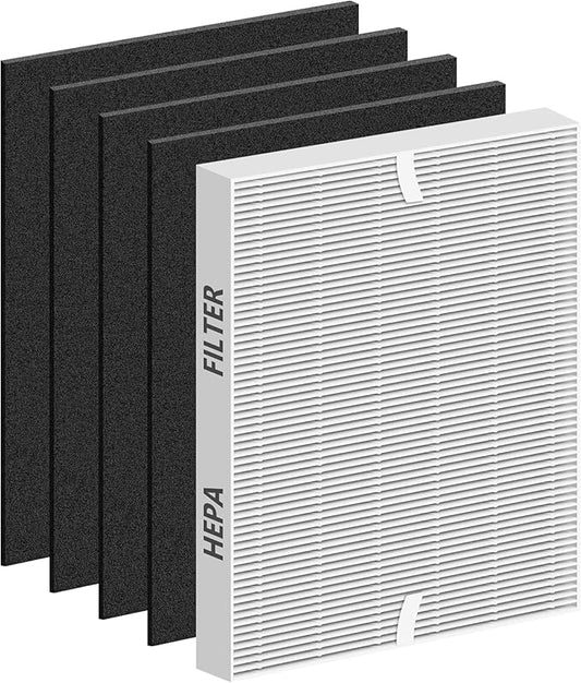Improvedhand AP-1512HH Replacement Filter for Coway Airmega Puri-fier AP-1512HH-FP AP-1518R AP-1519P, 1 Pack H13 True High Efficiency Filter&4 Pack Activated Carbon Pre-Filter, Replace Part # 3304899