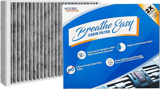Spearhead Odor Defense Breathe Easy AC & Heater Cabin Filter, Fits S60, S90, V60/Cross Country, V90/Cross Country, XC60, XC90 Like OEM, Up to 25% Longer Lasting w/Activated Carbon (BE-155)