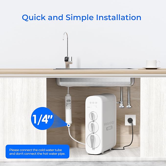 Waterdrop WD-MNR35 Remineralization Filter, 1/4" Quick Connect Mineral Filter for Undersink Reverse Osmosis System, Restore Essential Minerals for RO System, RO Mineral Filter System, 2-Pack