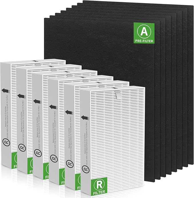 6 Pack HPA300 HEPA Filter Replacement for Honeywell HPA300 Air Purifier Compatible HPA304 HPA200 HPA3300B HPA5300 Filters, Replace HRF-R3 True HEPA Filters