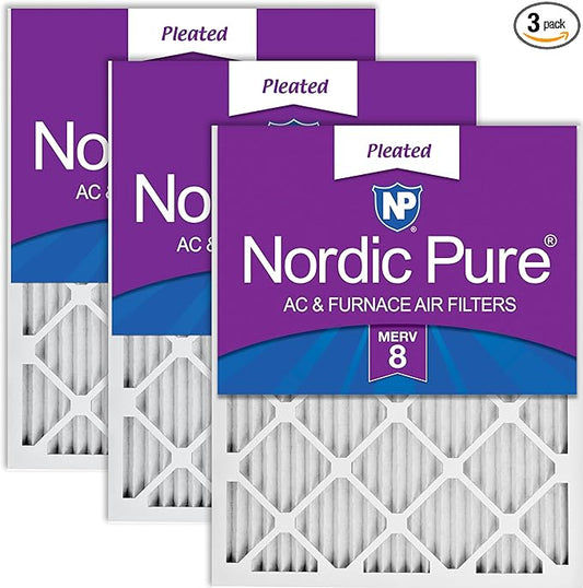 Nordic Pure 18x20x1 (17 1/2 x 19 1/2 x 3/4) Pleated MERV 8 Air Filters 3 Pack