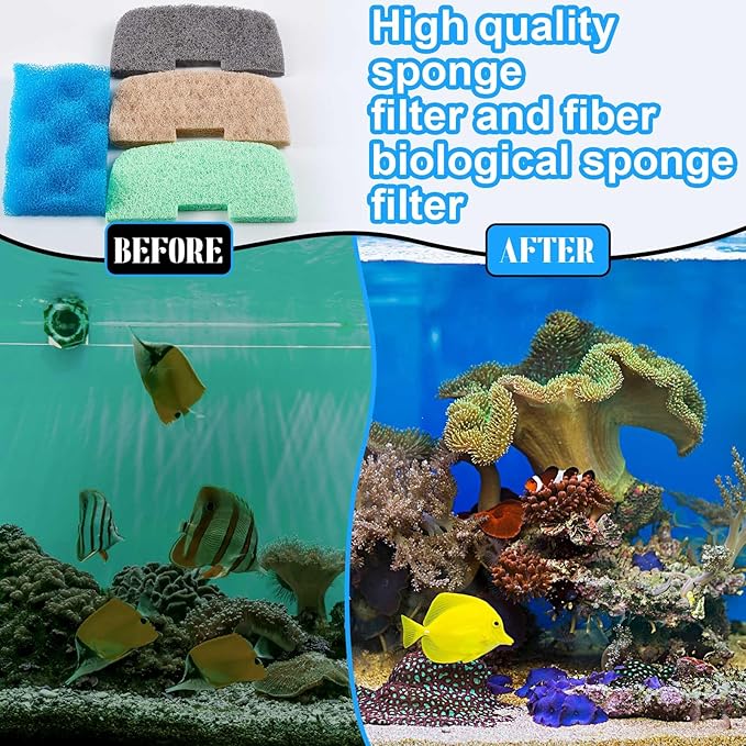 40 Pcs Compatible with 106/107 Replacement Filter Media Kit Compatible with Aquarium Filters Including 4 Biological Foams, 12 Ammonia Remover, 12 Phosphate Remover(106/107)