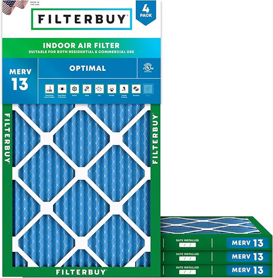 Filterbuy 15x25x1 Air Filter MERV 13 (MPR 1900) Health Defense Replacement (4-Pack), Electrostatic Pleated HVAC AC Furnace Filters, Made in USA (Actual Size: 14.50 x 24.50 x 0.75)