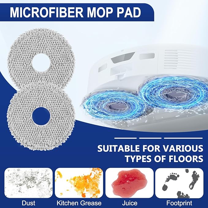 34 PCS Qrevo S5V Replacement Accessories for Roborock Qrevo Curv / S5X / Edge/Edge S5A / Qrevo S5V Robot Vacuum, 2 Mainbrush, 6 Scent Tablets, 4 HEPA Filters, 6 Dust Bags, 6 Mop Pads, 6 Side Brush