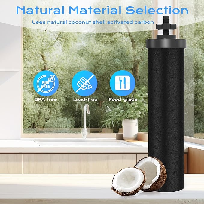 NSF/ANSI 42&372 Certified Water Filter，Gravity Water Filter Replacement for Berkey® BB9-2® Black Purification Elements and Berkey® Gravity Filter System, 2 Pack