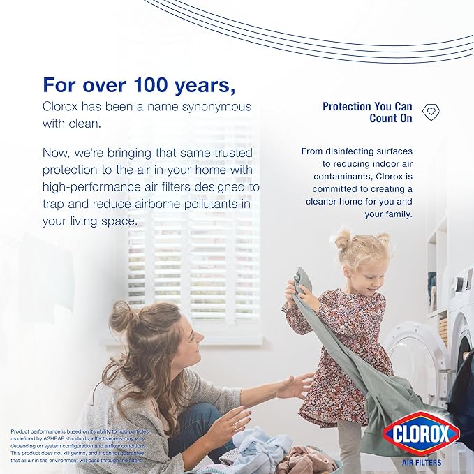 Clorox 20x22x1 Air Filter, MERV 11 Pleated HVAC AC Furnace Air Filters, MPR 1000 & FPR 7 – Pack of 4