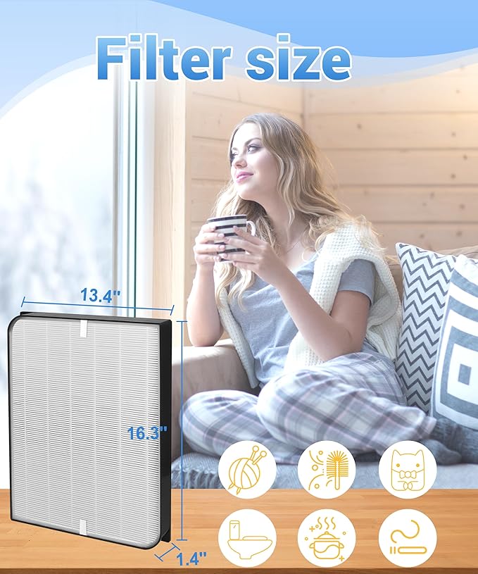 3000/3500 Replacement Filter Compatible with Air Doctor AD3000/3500 Air Purifier, Include 1 Premium Filter + 1 Carbon Filters + 4 Pre-Filters (1+1+4)