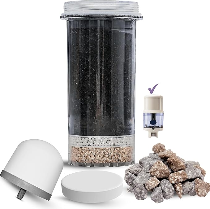 Replacement Bundle Water Filter Cartridge 1361, Ceramic Pre-Filter 1364, Micro Sponge 1362 & Mineral Stones 13564 (formerly 1386) for Nikken Aqua Pour Countertop Filters, Alkaline Water Gravity System
