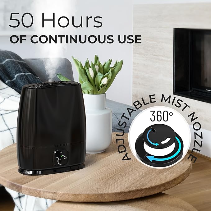 Everlasting Comfort Cool Mist Humidifiers for Bedroom 6L - Humidifier Large Room No-Filter, Quiet Air Humidifier for Plants, Allergies, Dry Skin, Congestion, 50 Hr Run Time