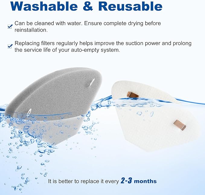 4 Pack IP3251 IP3252 IP3124 Auto Empty Dock Pre Motor Exhaust Foam Felt Filter Assemblies compatible with Shark Cordless PowerDetect Clean Empty Lightweight Stick Vacuum Auto Empty System, XAFFIP3251