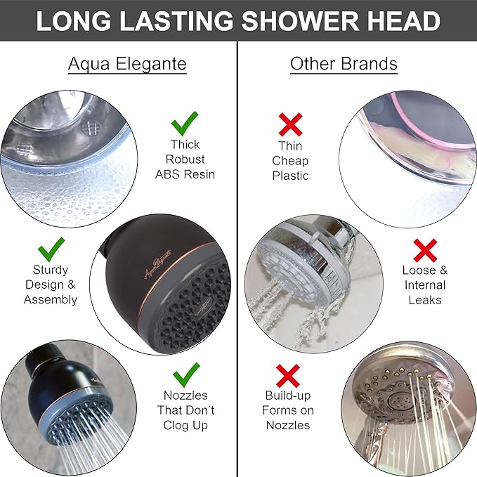 Pressure Boosting Shower Head - High Pressure Water Saver Showerhead Best For Low Flow Showers, 2.5 GPM - Oil-Rubbed Bronze
