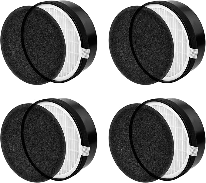 Nispira LV-H132 True HEPA Air Filter with Carbon Pre Filter Replacement Compatible with Air Purifiers LV-H132. Compared to Part LV-H132-RF - 7.5” x 2.4” x 7.5” (4 Pack)