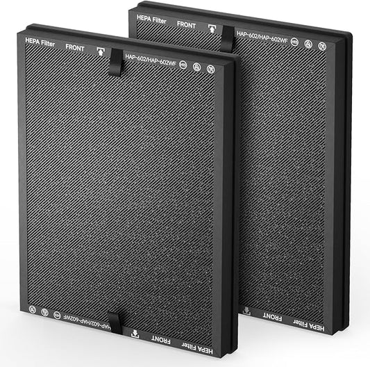 2 Packs HAP602 Replacement Filter Compatible with ECOSELF HAP602/ HAP602WF Air Cleaner Purifier, 3-in-1 Filtration of Main Filter,Pre-Filter & Activated Carbon Filter