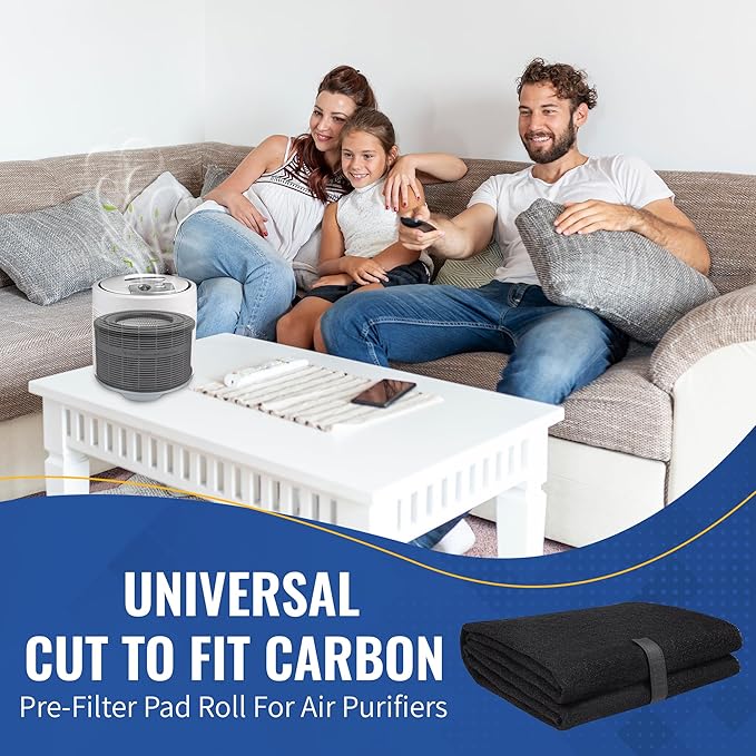 CFS – Pack of 1, Universal Cut to Fit Carbon Pre-Filter Pad Roll for Air Purifiers, Furnace Filters, & Air Conditioner Filters – Fresh & Filtered Air for Indoor – Charcoal Air Filter Sheet – 16"x48"