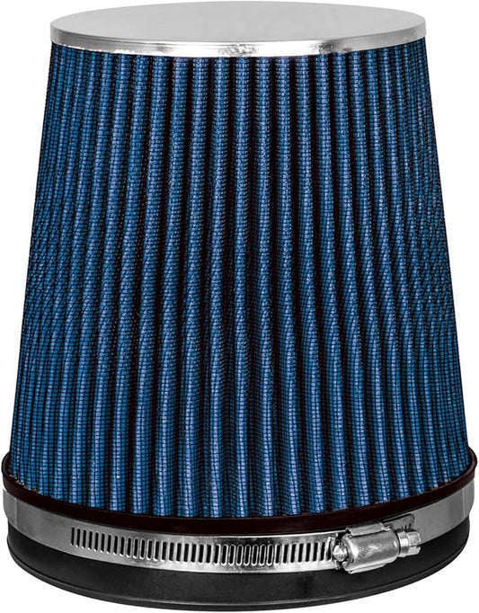 BLUE 6" 152 mm Inlet Short Truck Cold Air Cone Replacement Performance Washable Clamp-On Dry Air Filter (6" Tall)