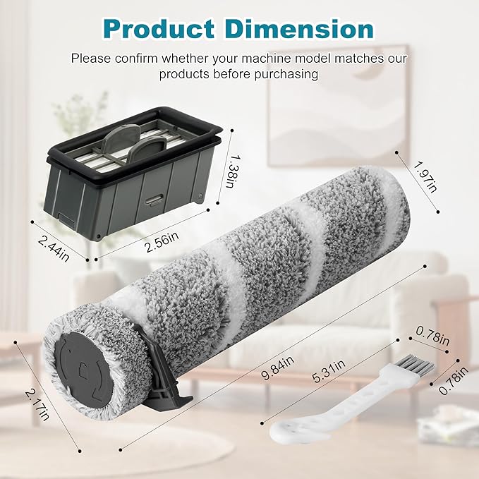 3930F 3933 3930 Brush Roll Filter Replacement Kit for Bissell CrossWave OmniForce Edge Cordless Multi-Surface Hard Floor Cleaner Wet Dry Vacuum, 3 HEPA Filters, 3 ZeroGap Brush Roll, 1640897, 1640066