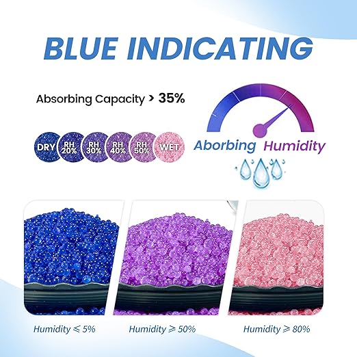 100g Reusable Silica Gel Desiccant Packs, Rechargeable Dehumidifier Moisture Absorbers with Color Indicator for Storage, Gun Safes, Suitcases, 3D Printing Filaments, Electronics, Cars[10Pack]