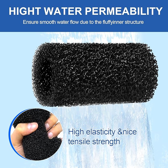 Filter Sponge for Marina Aquarium Shrimp Fry Fish Tank Filter Intake,Replacement Foam Aquarium Filter Media Fit for Marina S10, S15 and S20 Filter Models, Protects Baby Fish & Shrimp, A296-8Pack