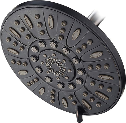 AquaDance OIL RUBBED BRONZE High Pressure 6-Setting 7" Rain Shower Head – Angle Adjustable, Anti-Clog Showerhead Jets, Tool-Free Installation - USA Standard Certified - U.S. Brand