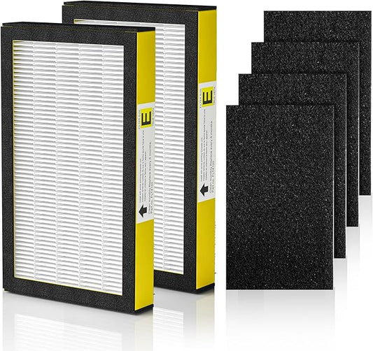 FLT4100 Replacement Filter E for AC4100, AC4100CA, AC4150BL, AC4150PCA, AC4150P Technologies Models, 2 x Hepa Filter + 4 x Activated Carbon Pre-Filter