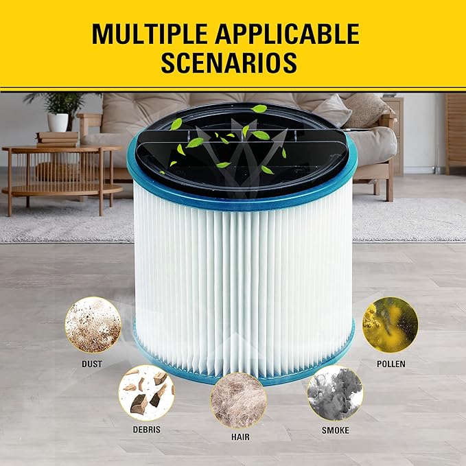 STANLEY HEPA Vacuum Filter Replacement 08-2566BP, Fit for Most 5-18 Gallon Wet Dry Vacuum Cleaner, Compatible with SL18115, SL18115P, SL18116, SL18116P, SL18191P, SL18199P, SL18117, SL18701P-10A