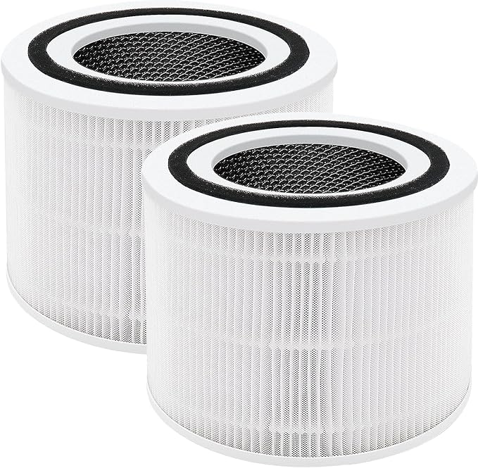 2 Pack Replacement Air Purifier Filters for LEVOIT Core 300 & 300S, High-Efficiency Activated Carbon & True Toxin Absorber, 3-in-1 Pre-Filters for Pets, Compatible with Core300-RF, White