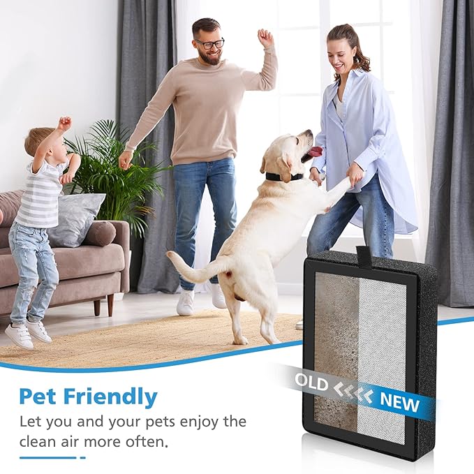 4 Pack LV-H128 Replacement Filter Compatible with LEVOIT LV-H128 / PUURVSAS (HM669A) / ROVACS (RV60) Air Purifier, 3-in-1 HEPA and Activated Carbon Filters, Replace Part #LV-H128-RF