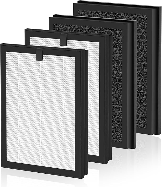 A5 Replacement Air Filter Compatible with VEWIOR A5 Pu-rifier with 3 Stages True HEPA, Activated Carbon Filter and pre-Filter, 4 Pack