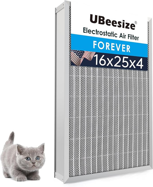 UBeesize 16x25x4 Reusable Electrostatic Air Filter HVAC AC Furnace Filter,Washable, Lasts a Lifetime,Permanent Air Filter,Breathe Fresher,Home And Office(Actual Size:15.35x24.37x3.58Inch)
