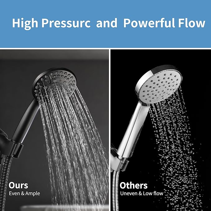 10 Spray Shower Head with Handheld,High Pressure shower heads with Handheld Spray Combo,Hand Held Shower Head with 60 Inch Long Hose (Matte Black)