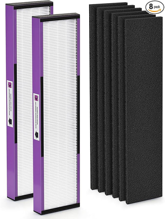 FLT5250PT HEPA Filter Compatible with Germ-Guardian Filter C for AC5000, AC5000E, AC5250PT, AC5350B, AC5350BCA, AC5350W, AC5300B, CDAP5500B, AP2800CA, 2 True HEPA Filters & 6 Carbon Filters