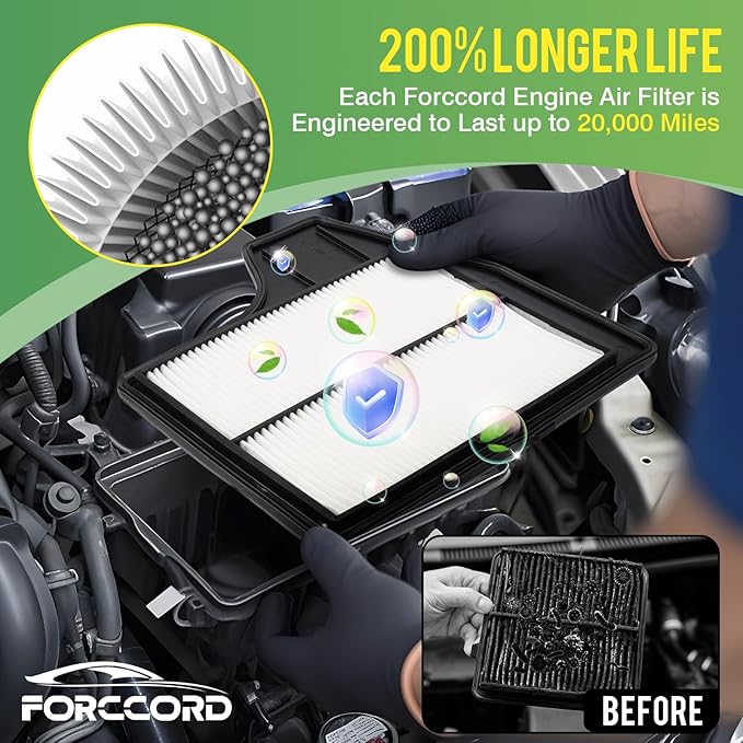 Cabin Air Filter and Engine Air Filter Fit for Nissan Altima 2.5L 2013 2014 2015 2016 2017 2018 Activated Carbon Cabin Filter Replacement CF11776 CA11450 Car Accessories