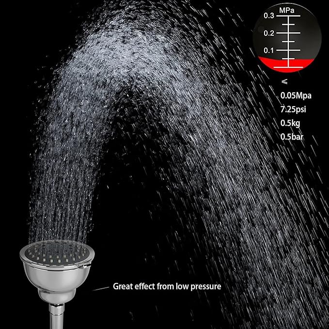 Voolan High Pressure Shower Head with Shower Arm - 5 Function Rain Shower Head - Comfortable Shower Experience Even at Low Water Flow - Chrome