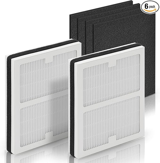 Idylis Air Purifier Replacement Filter B for Idylis Air Purifier IAP-10-050 IAP-10-125 IAP-10-150 AC-2125 AC-2126 IAPC-40-140 and Filtrete with Idylis Filters IAF-H-100B, 2 HEPA & 4 Carbon Pre-filter