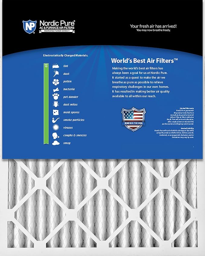 Nordic Pure 14x25x2 (13 1/2 x 24 1/2 x 1 3/4) Pleated MERV 13 Air Filters 3 Pack