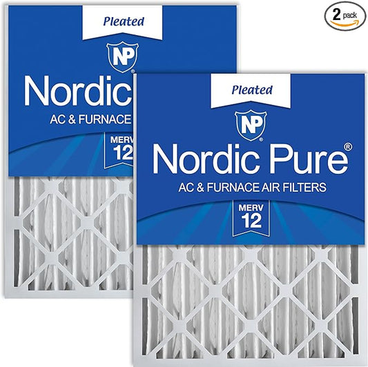 Nordic Pure 16x25x4 (15_1/2 x 24_1/2 x 3_5/8) Pleated MERV 12 Air Filters 2 Pack