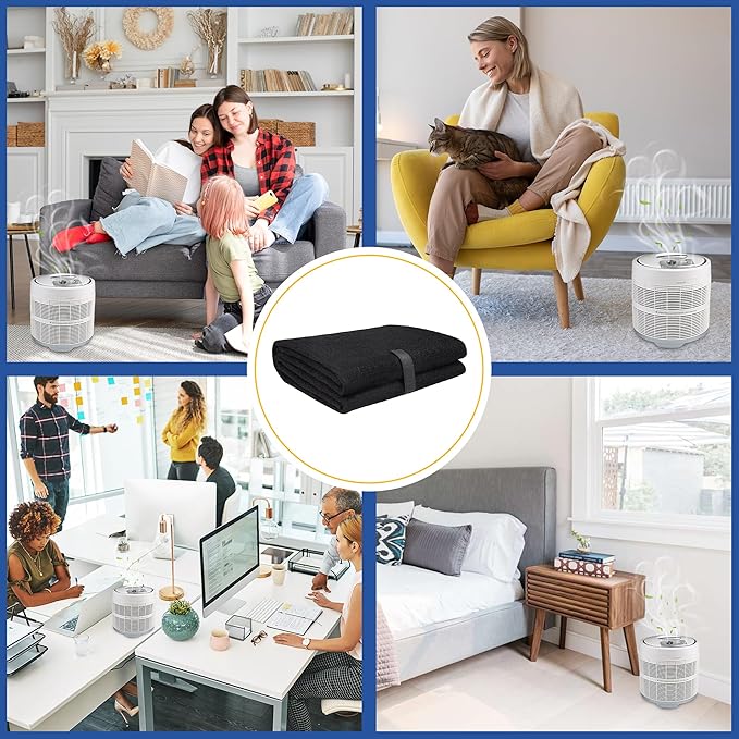 CFS – Pack of 2, Universal Cut to Fit Carbon Pre-Filter Pad Roll for Air Purifiers, Range Hood, Furnace Filters, & Air Conditioner Filters – Fresh Air for Indoor – Charcoal Air Filter Sheet – 12"x12"