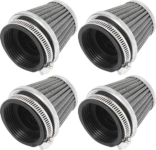 Motoforti 4pcs Universal 54mm Air Filter Cleaner Round Tapered Replacement for Motorcycle Black