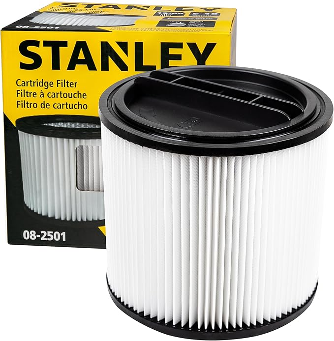 STANLEY Vacuum Filter Replacement 08-2501, Fit for Most 5-18 Gallon Wet Dry Vacuum Cleaner, Compatible with SL18115, SL18115P, SL18116, SL18116P, SL18191P, SL18199P, SL18117, SL18701P-10A, SL18410P-5A