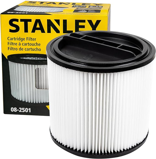 STANLEY Vacuum Filter Replacement 08-2501, Fit for Most 5-18 Gallon Wet Dry Vacuum Cleaner, Compatible with SL18115, SL18115P, SL18116, SL18116P, SL18191P, SL18199P, SL18117, SL18701P-10A, SL18410P-5A