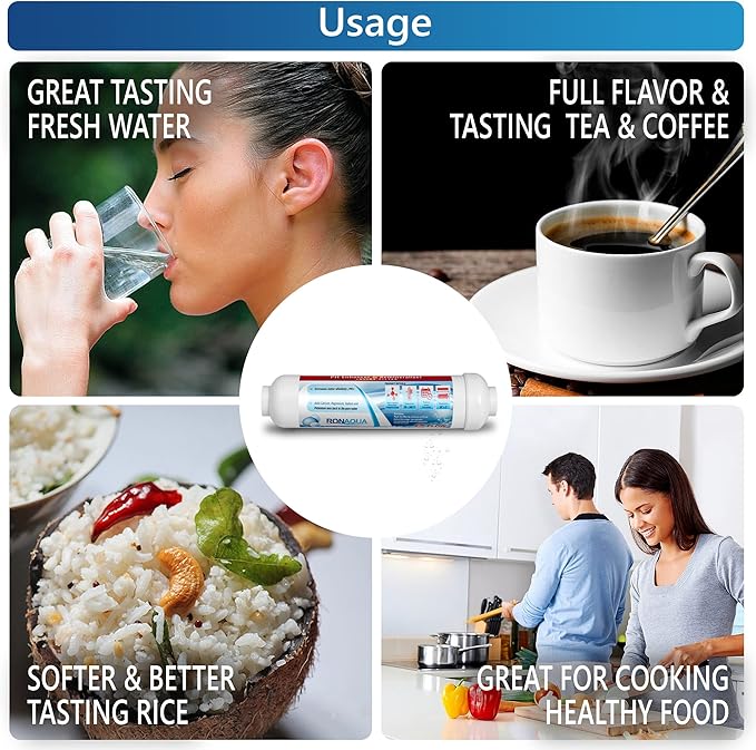 10-inch Universal Alkaline in-line Water Replacement Filter - PH Enhancer, and Re-Mineralizer – Post Filter for Under-Sink or Reverse Osmosis System - Restore Essential Minerals