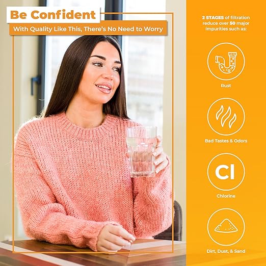 Rotek Water Systems Whole House Water Filtration System, 3-Stage Water Filter System, PHO, KDF, ACB, Clean Water, Polyphosphate Anti-Scale, Carbon Block, & Heavy Metal Filter, 20 Inch