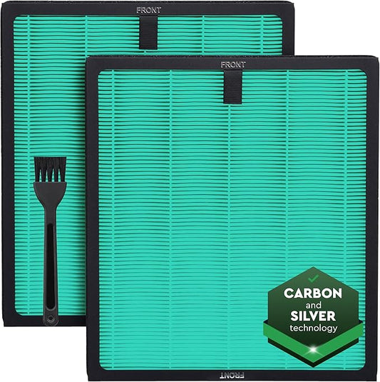 2 Pack Air Purifier Replacement Filter HY4866 Compatible with MORENTO, WESTHEY HY4866, YIOU M1 - True HEPA Filter, 4 Stage Filtration, Original Carbon & Silver Technology - Green