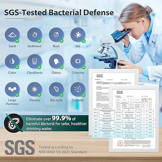 iSpring CW21-BV 2-Stage RV Water Filtration System for Campers, SGS-Tested Báctérïa and Viruses Removal, BPA-Free, High Capacity, 3/4'' Lead-Free Brass Hose Quick Connectors, Tankless