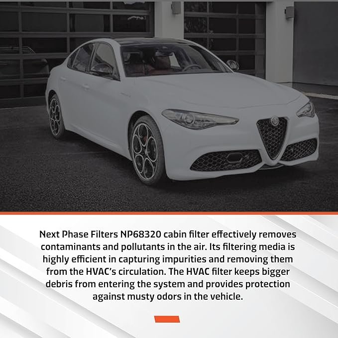 Cabin Air Filter Replacement - Pack of 1 - Made in USA - Compatible with 2017-2022 Alfa Romeo Giulia 2.0L, 2.9L and 2018-2022 Stelvio 2.0L, 2.9L - Replaces O.E. 68320112AA