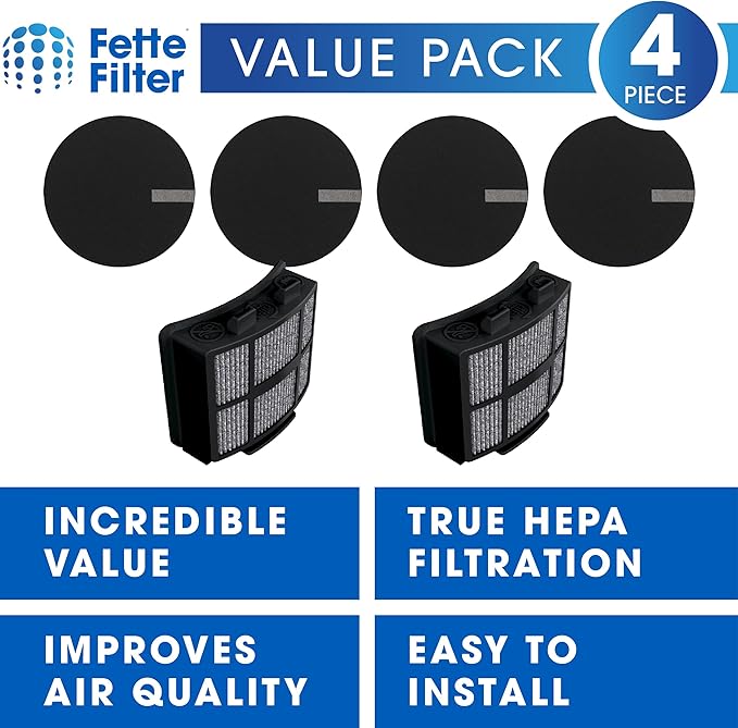 Fette Filter Replacement Filters for Bissell Vacuums, Compatible with SurfaceSense MultiClean 3418, Pet Hair Eraser Turbo 3774F, PowerLifter 3404.2 Post-Motor & 4 Pre-Motor Filters